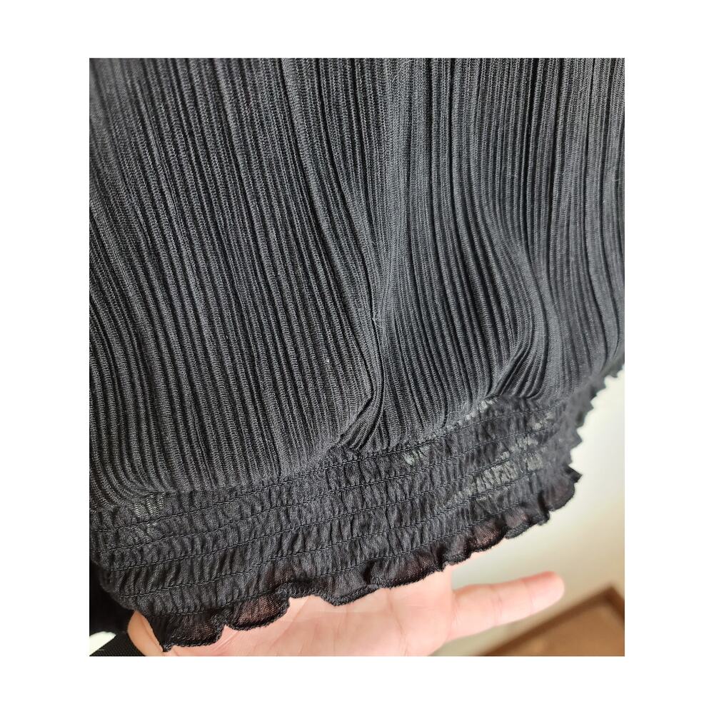 Ann Taylor Factory black ruched long sleeve shirt blouse - small - Picture 3 of 5